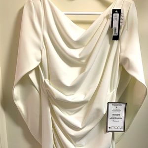Betsy & Adam Off-White Dress with Beautiful Draping, Size 8
